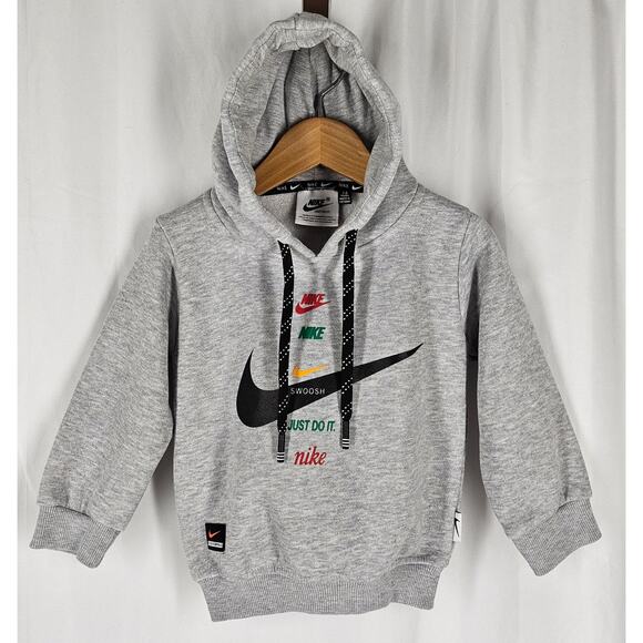 NIKE TODDLER BOY'S STYLE ESSENTIALS SWOOSH JUST DO IT GRAY HOODIE SIZE 1-2 YEARS - Picture 2 of 7
